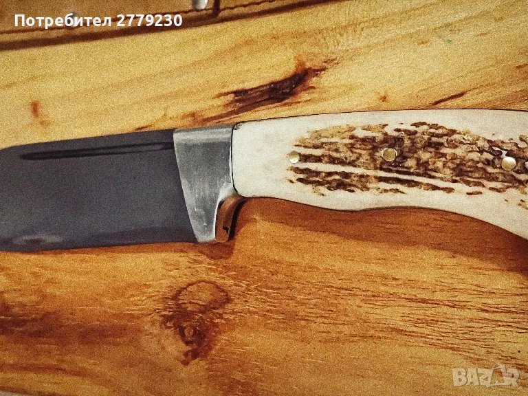 Ловен нож масивен с дръжка от еленов рог, снимка 1