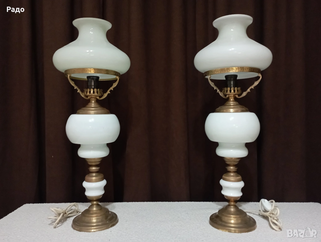 Комплект от две големи старинни красиви лампи - лампа, снимка 1