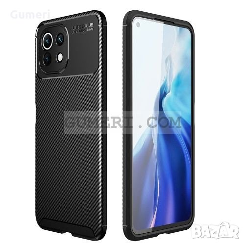 Xiaomi 11 Lite 5G NE Противоударен Силиконов Гръб Със Защита За Задната Камера - Карбон, снимка 1