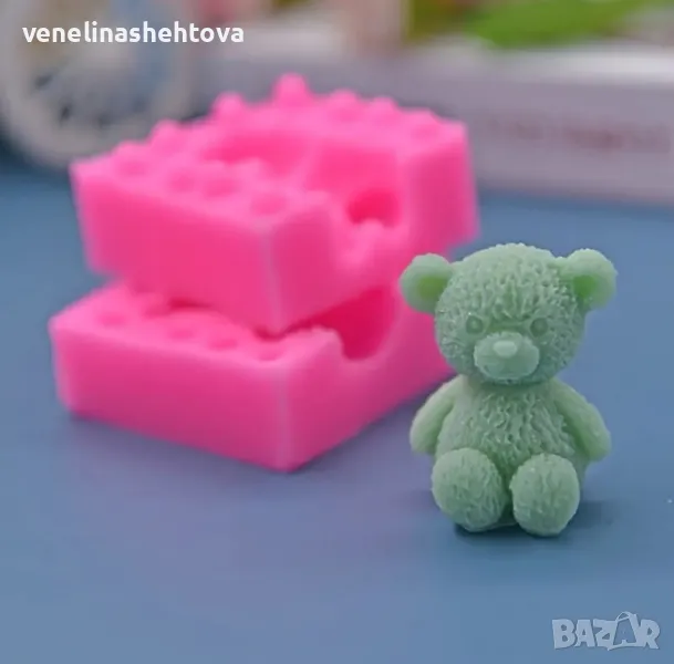 3D Плюшено мече две части Силиконов молд форма за свещи гипс фондан за декорация на торта , снимка 1