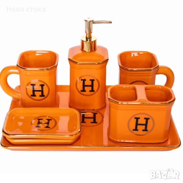 Луксозен керамичен комплект за баня, 7 части, снимка 1