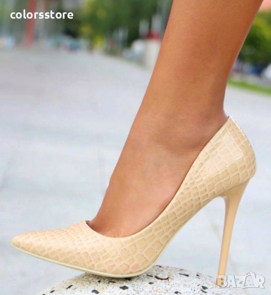 Обувки на ток - бежов лак - 5015-53, снимка 1