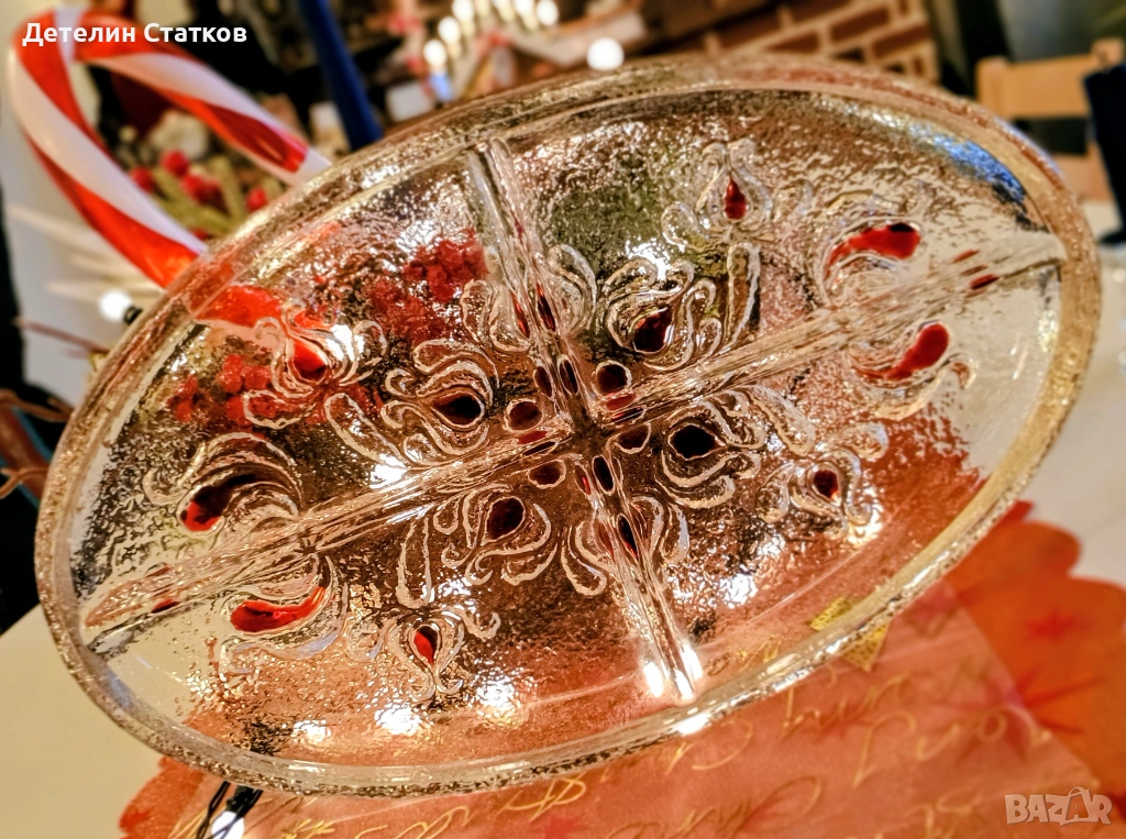 Винтидж стъклено плато, снимка 1