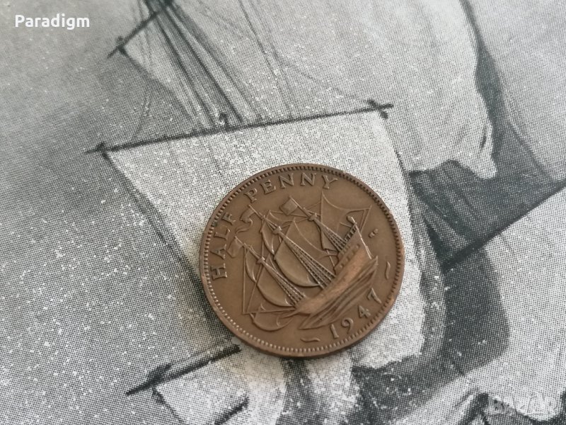 Монета - Великобритания - 1/2 (половин) пени | 1947г., снимка 1