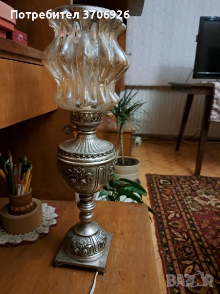 сребърна , електрическа , настолна лампа, снимка 1