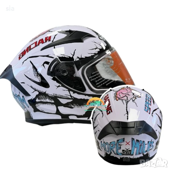 Каска за мотор, Шлем+ слюда, 4 размера, White, снимка 1