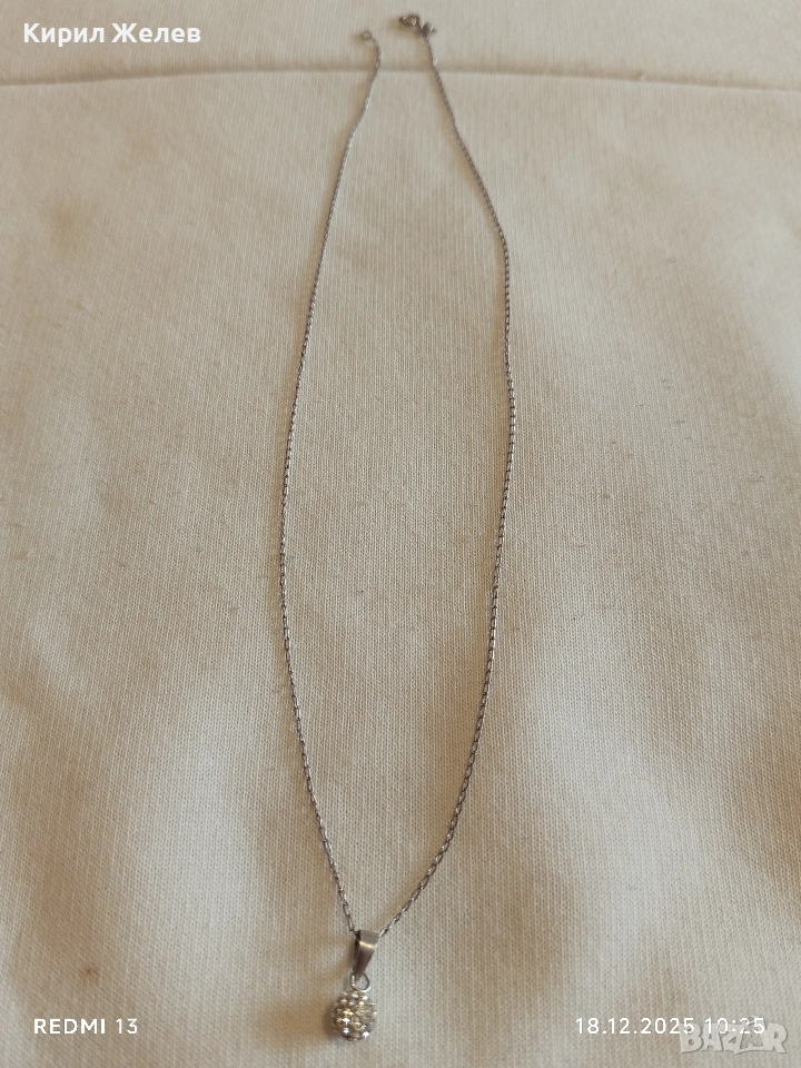 Нежен сребърен синджир с висулка циркон подходящ за ежедневието 52439, снимка 1