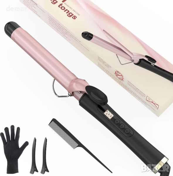 25 мм керамична маша за коса регулируема температура,двойно напрежение, снимка 1