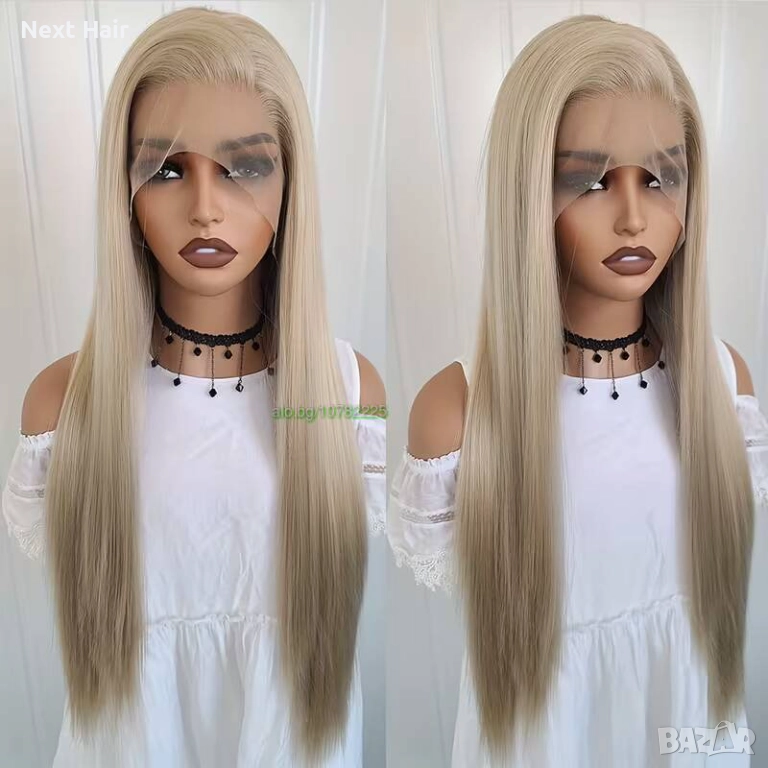 Права дантелена перука 13x4 в пепеляво русо, снимка 1