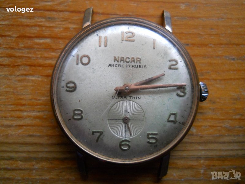 стар позлатен часовник " Nacar " - Швейцария - работи, снимка 1