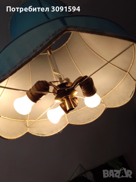Винтидж лампа, полилей месинг и плат , снимка 1