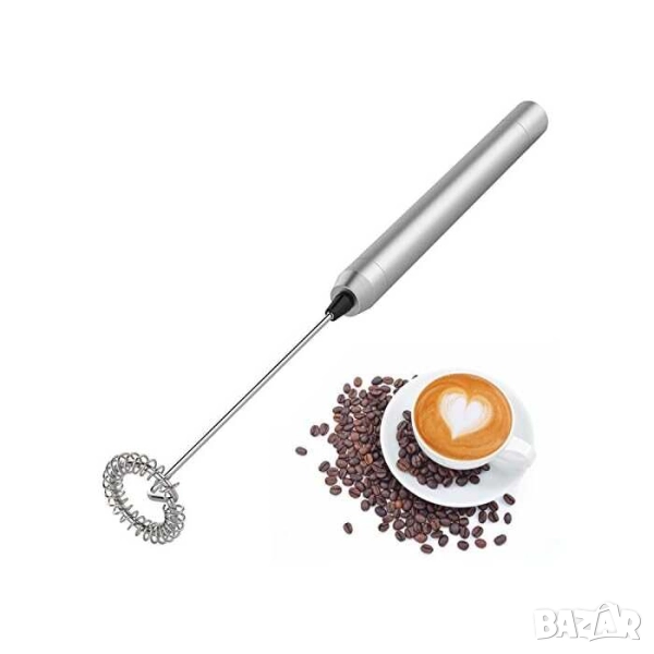 Миксер за фрапе и топли напитки, 2xAАА, 20x1.2 см, Сив, снимка 1