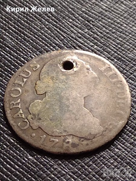 СРЕБЪРНА МОНЕТА 2 реала 1785г. Карлос четвърти Мадрид Испания УНИКАТ 13785, снимка 1