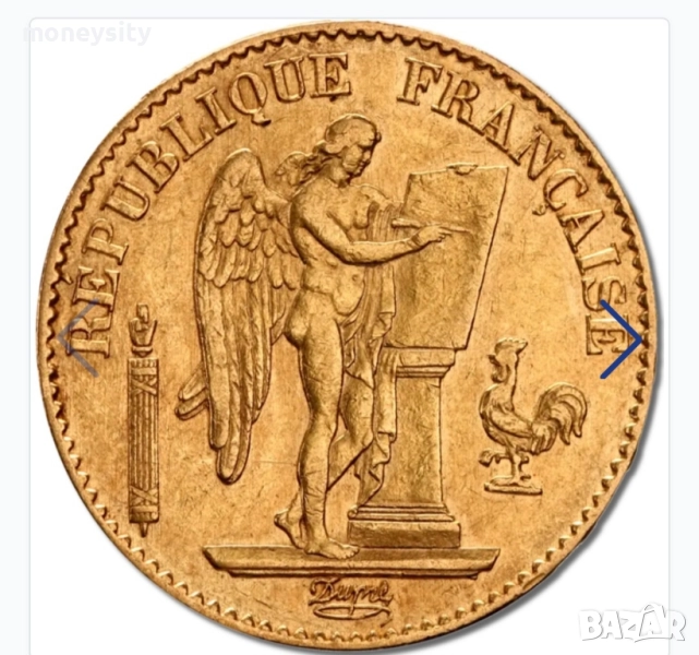 Златна монета 20 франка Гениус, снимка 1