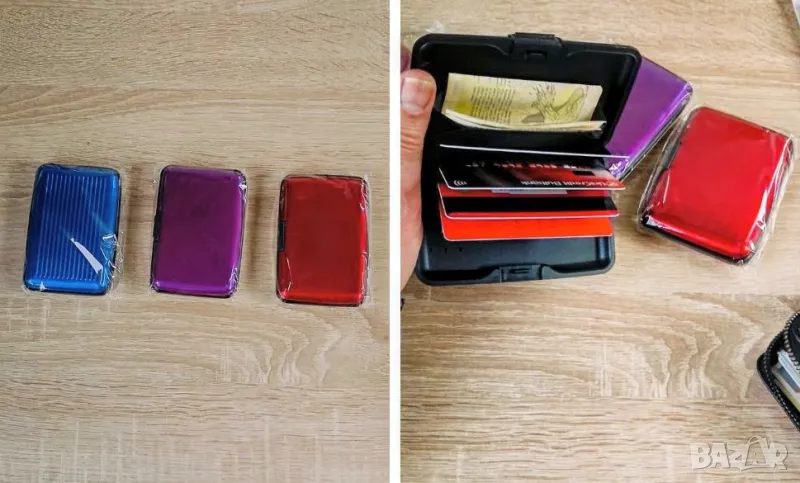 Твърд портфейл против сканиране за кредитни,дебитни карти, снимка 1