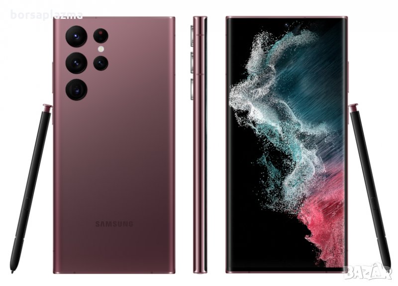 Промо пакет: Смартфон Samsung Galaxy S22 Ultra, Dual SIM, 128GB, 8GB RAM, 5G, Burgundy + Слушалки bl, снимка 1