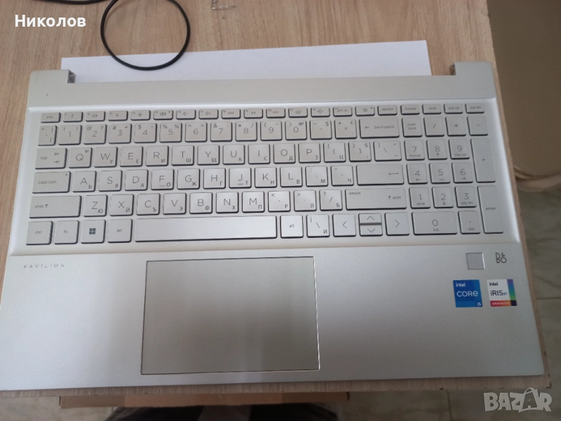 Палмрест с клавиатура  с кирлица с подсветка и пръстов отпечатък,тъчпад HP 15-EG, HP 15-EH, снимка 1