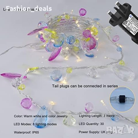 Нови феерични светлини за спалня 3м.30 светодиода топло бяло/Декорация Дом, снимка 7 - Други - 41394715