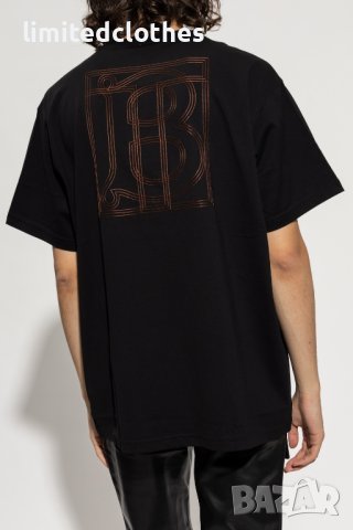 BURBERRY Black Magna TB Embroidered Logo Мъжка Тениска size M и XXL