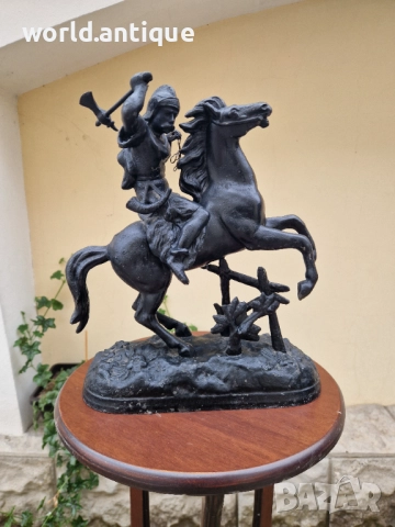 Страхотна антикварна английска метална фигура статуетка , снимка 2 - Антикварни и старинни предмети - 52269991