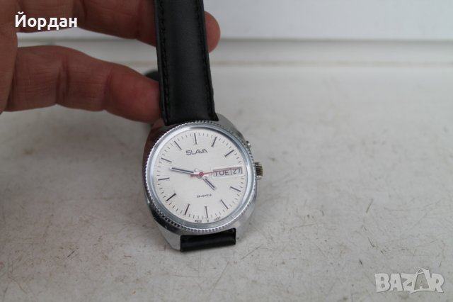 СССР мъжки часовник ''Слава'' 37 мм 26 камъка, снимка 2 - Антикварни и старинни предмети - 39376498