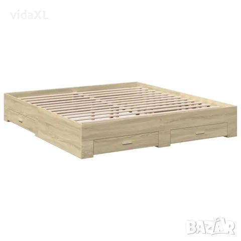 vidaXL Рамка за легло с чекмеджета, дъб сонома, 200x200 см, снимка 3 - Спални и легла - 56146856