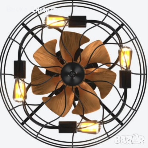 1бр/ Вентилатор за таван с LED осветление, 50 см – индустриален стил, енергоспестяващ, снимка 2 - Вентилатори - 52067964