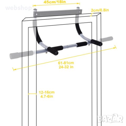 door trainer  Регулируема щанга за набирания, тренажор за набирания до 200 кг, снимка 2 - Фитнес уреди - 44238620