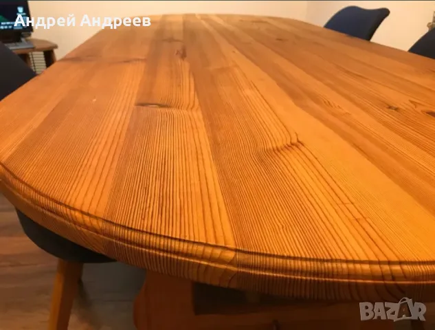 Холна/трапезна маса масив от слепен плот чам, снимка 2 - Маси - 47404282