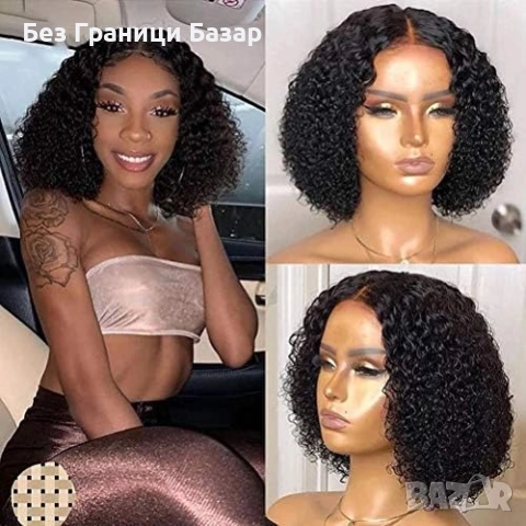 Нова Къса къдрава афро перука без лепило, естествен вид, дълбоки вълни, снимка 8 - Аксесоари за коса - 52163064