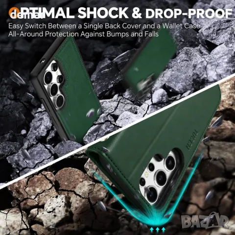 Калъф TUCCH Wallet за Galaxy S25 Ultra (6,9") 2025 5G, 2 в 1 отделящ се фолио калъф, каишка за китка, снимка 6 - Калъфи, кейсове - 49083611