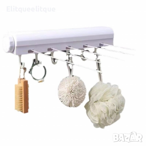 Прибиращ се простор за дрехи с 5 въжета и куки - Максимална дължина 3.2 метра, бял, снимка 5 - Други стоки за дома - 52335304