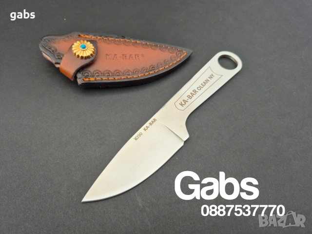 Нож KA BAR OLEAN NY ,фултанг с кожена кания, снимка 8 - Ножове - 53402353