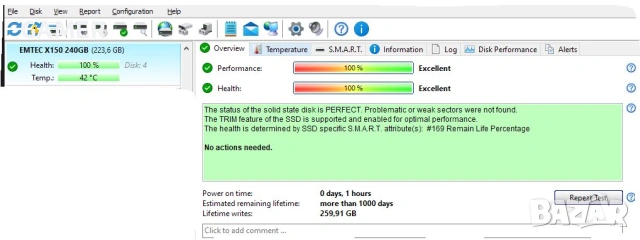 SSD SATA диск, 240GB,  100% здраве и производителност, снимка 7 - Твърди дискове - 53098372