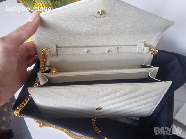  YSL Monogram chevron-quilted chain wallet, снимка 4 - Чанти - 41380238