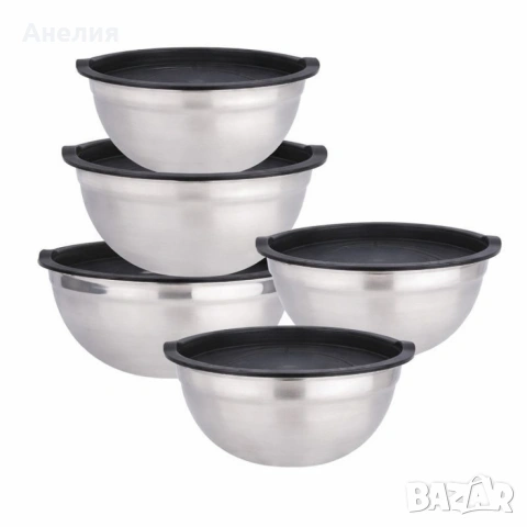 Комплект купи от неръждаема стомана 18/10 с капаци – 10 части, матово покритие, снимка 4 - Кутии за храна - 53350360