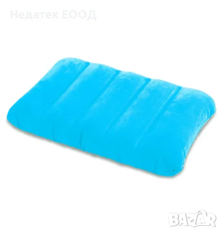 Надуваема кадифена възглавница INTEX, Син, 43x28x9см.