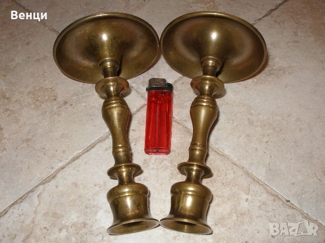 Месингови Свещници, снимка 3 - Антикварни и старинни предмети - 52798278