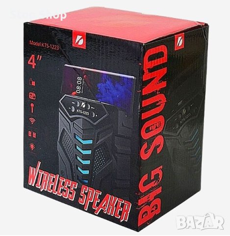 Преносима LED тонколона 1Tech KTS-1223, с Bluetooth, Micro SD, USB, FM радио, LED светлина, Черна, снимка 2 - Bluetooth тонколони - 41469198