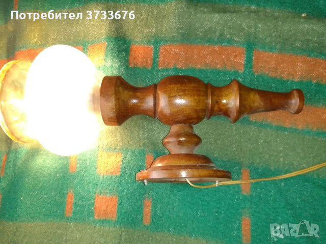 Уникна орехова стругован масивна лампа, снимка 2 - Декорация за дома - 41625861