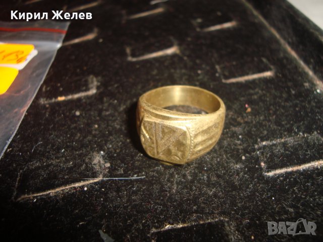 СТАР ПОЗЛАТЕН БРОНЗОВ ПРЪСТЕН ОРНАМЕНТИРАН РЪЧНО МАЙСТОРСКА АРТ ДЕКО ИЗРАБОТКА МАСИВЕН 9193