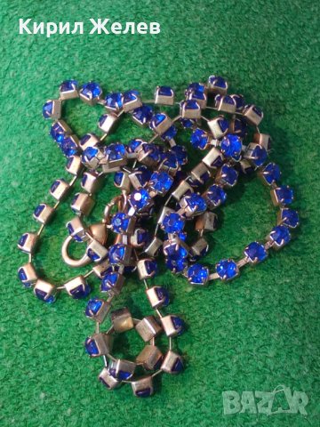 ШАРМАНТНО ПОСРЕБРЕНО СКЪПОЦЕННО РЕТРО КОЛИЕ с ИСКРЯЩИ ЮВЕЛИРНО ФАСЕТИРАНИ КАМЪНИ СИН ЦИРКОНИЙ 24240, снимка 4 - Колиета, медальони, синджири - 41389354