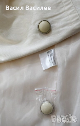 Дамски шлифер слонова кост с големи копчета, снимка 5 - Палта, манта - 51934873