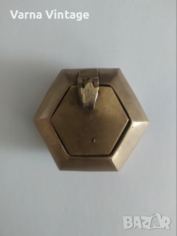 Стар месингов джобен пепелник, снимка 6 - Антикварни и старинни предмети - 50454735