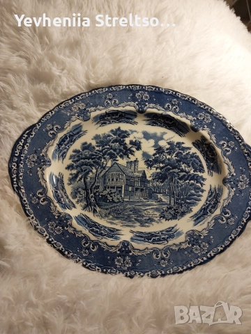 Керамическое блюдо поднос с пейзажем. Англия