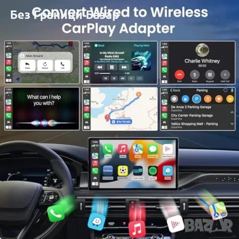 Нов Wireless CarPlay адаптер за кола iOS iPhone USB Type-C 2016+ автомобил, снимка 6 - Друга електроника - 50034386