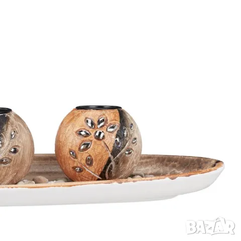 Комплект свещник декорация за маса, Декоративни камъни свещи, снимка 4 - Декорация за дома - 42473541