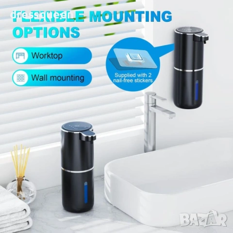 4607 Черен автоматичен диспенсър за течен сапун със сензор и USB зареждане, снимка 3 - Други стоки за дома - 53638718