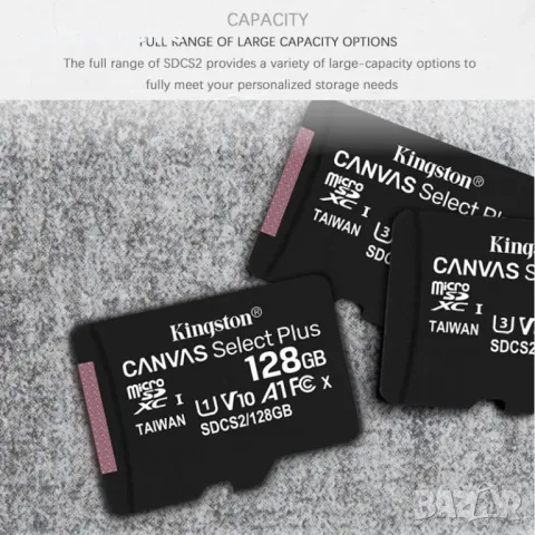 128GB Карта с памет Kingston Canvas Select Plus Micro SD Card A1, Class U1, V10, 100Mb/s 128 GB, снимка 4 - Карти памет - 48980647
