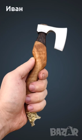 Брадва ръчна изработка, мини мезеджийска брадвичка комплект дъска за рязане мечка , снимка 5 - Ножове - 52909537